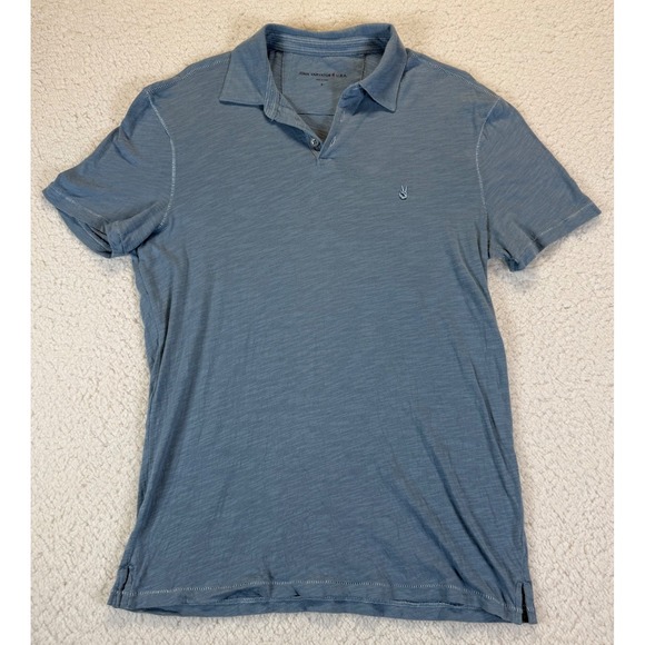 John Varvatos U.S.A. Other - John Varvatos USA Mens Blue Slub Cotton Peace Sign Logo Polo Shirt S